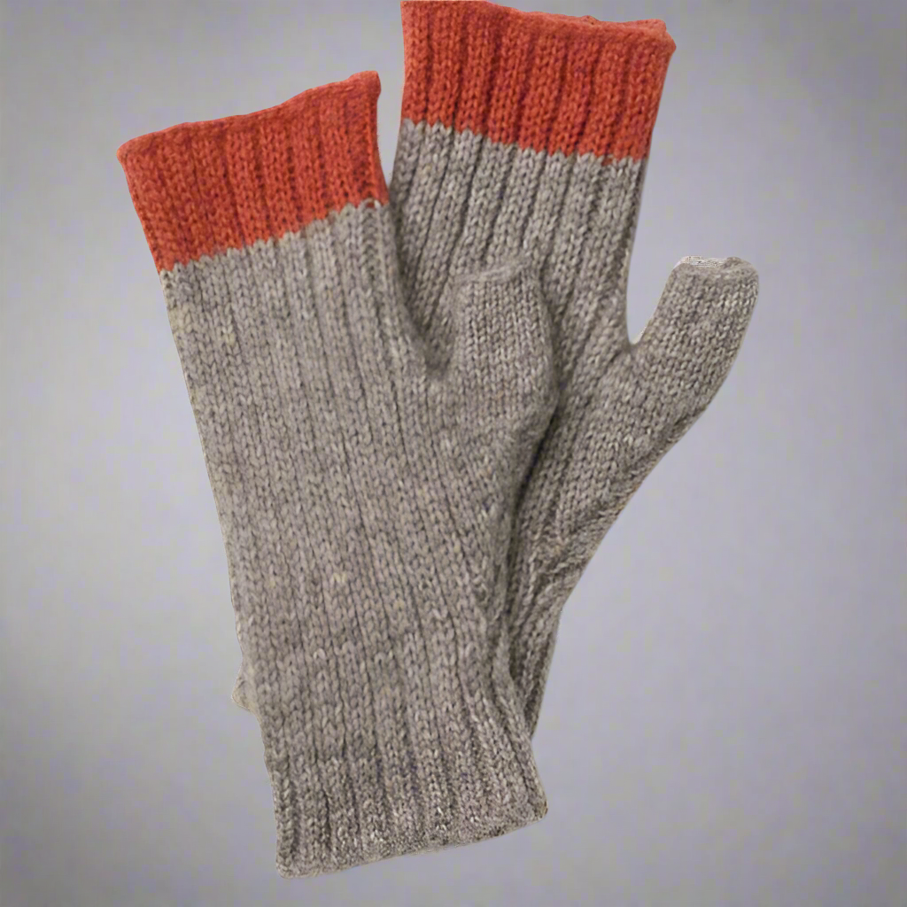 Malmo Weave Fingerless Gloves - Terracotta