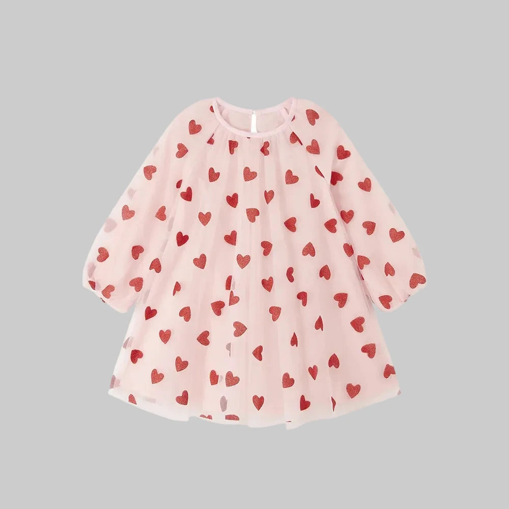 Pink And Red Glitter Hears Dress