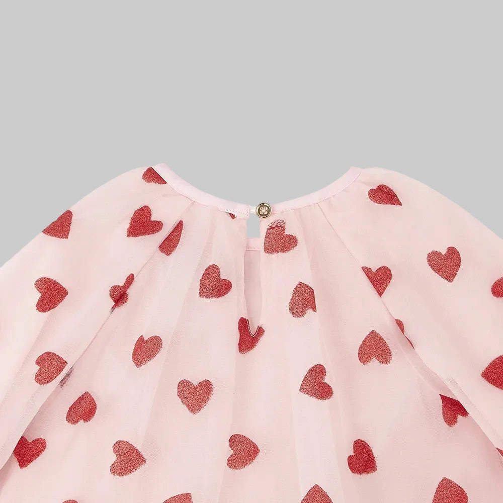 Pink And Red Glitter Hears Dress