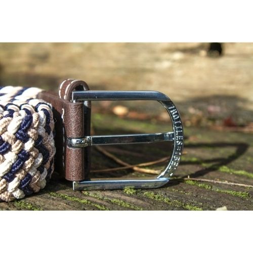 Recycled Woven Belt – Navy/Beige Zigzag