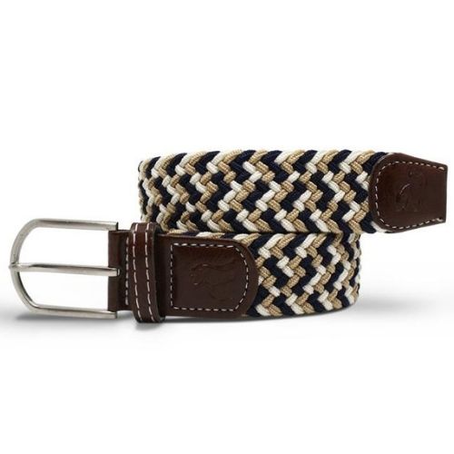 Recycled Woven Belt – Navy/Beige Zigzag