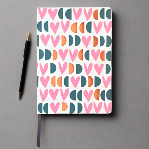 Multi Geo Hearts Cut Out Notebook