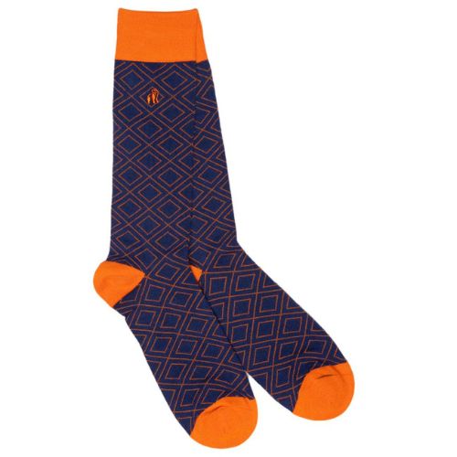 Bamboo Socks - Orange Diamond