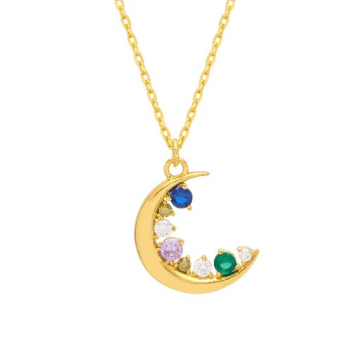 Estella Bartlett Multi CZ Moon Necklace