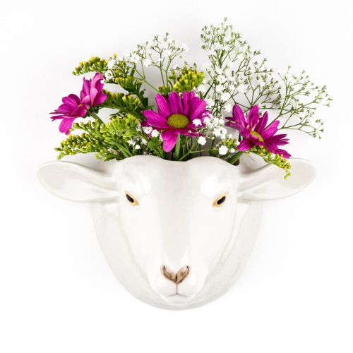 Quail - Suffolk Sheep Wall Vase - White