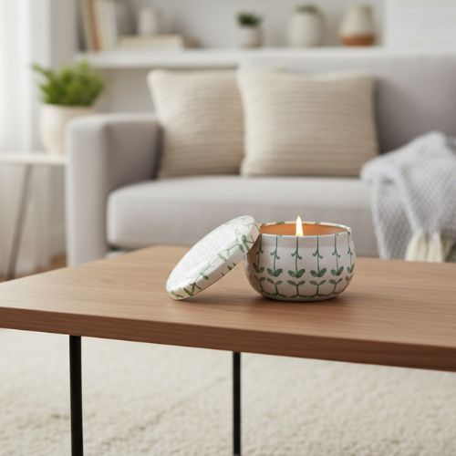 Mini Tulip Printed Tin Candle Verbena & Lemongrass