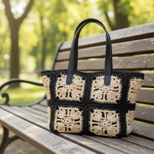 Aniston Black - Crochet Tote Bag