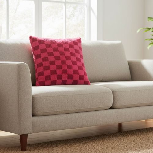 Check It Boucle Fleece Cushion - Pinky Crush