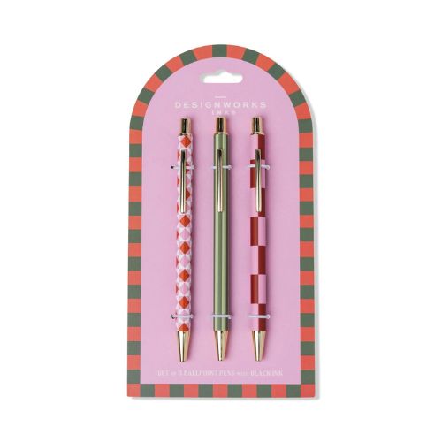 A Dopo Set Of 3 Pens - Diamond - Stripe - Check
