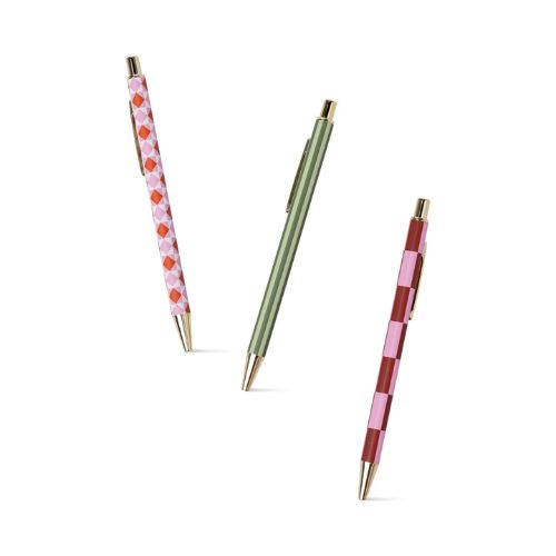 A Dopo Set Of 3 Pens - Diamond - Stripe - Check