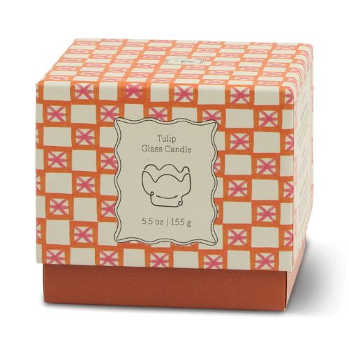 Tulip Pink And Burnt Orange Glass Candle - Cactus Flower