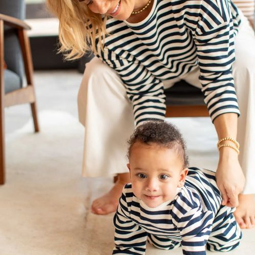 Rebecca Top - Navy/Ecru