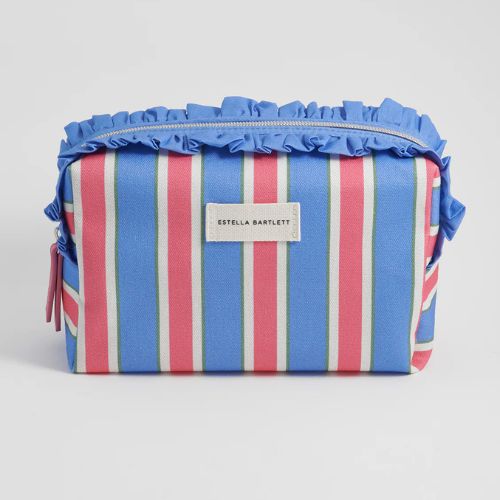 Blue Stripe Ruffle Wash Bag