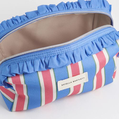 Blue Stripe Ruffle Wash Bag
