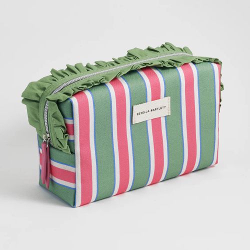 Green Stripe Ruffle Wash Bag