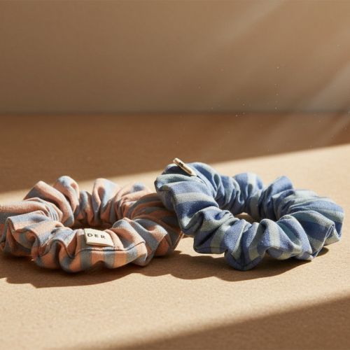 Cotton Mini Scrunchie Duo - Blue Mix