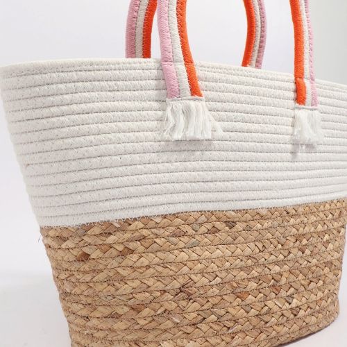 Mirabel - Rainbow Handle Straw Tote Bag
