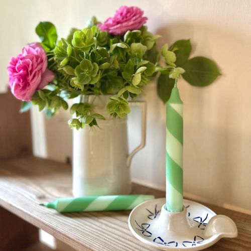 Hand Dipped Colourful Green Stripe Candy Cane Candles
