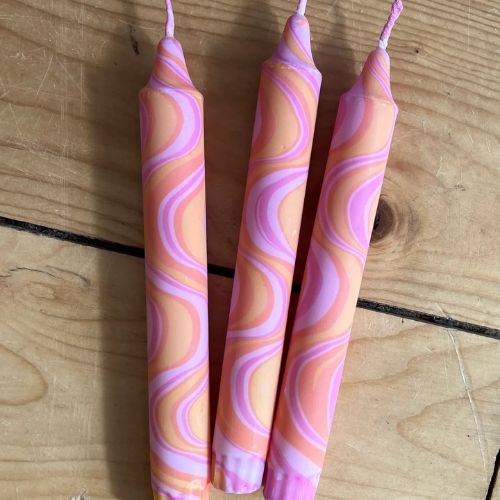 Marble Taper Candle - Rose