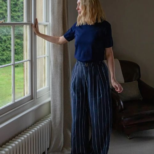 Jasmine Stripe Trouser - Navy