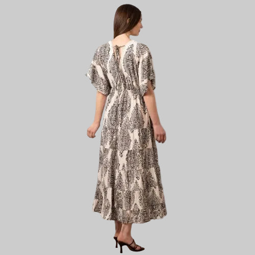 Sienna Maxi Kaftan Dress - Cream, Mandala Print
