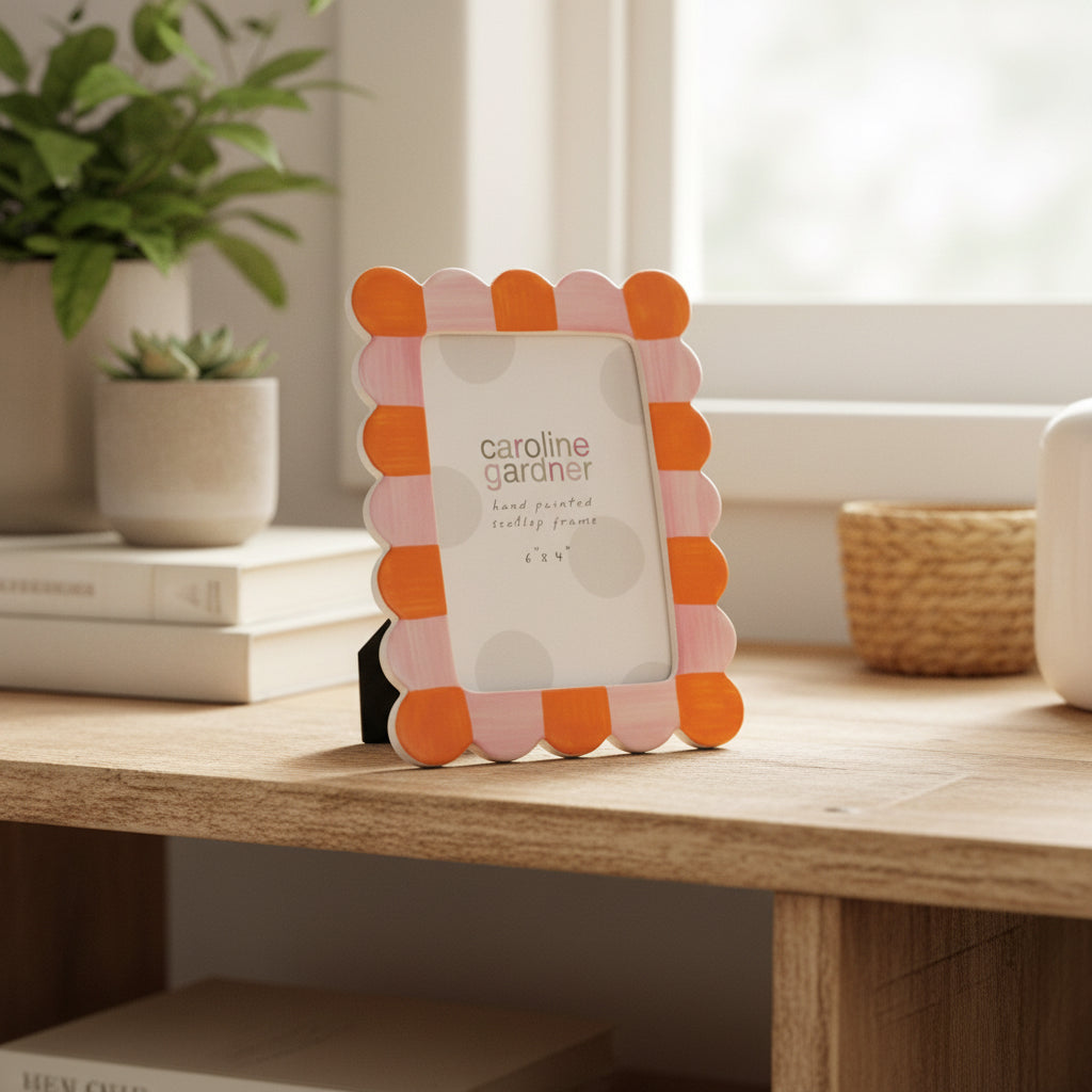 Pink & Orange Scallop Edge Photo Frame