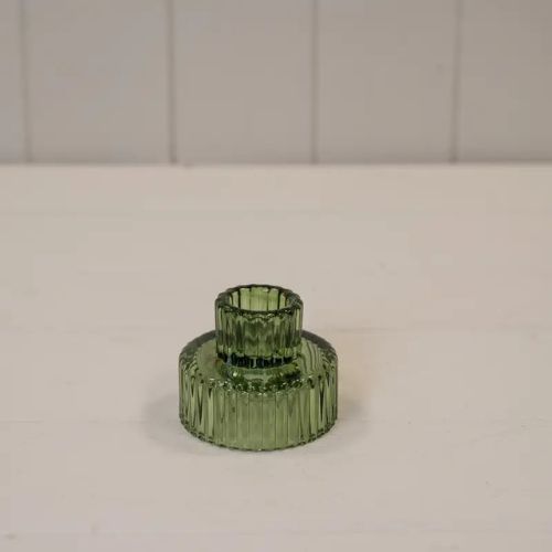 Vintage Green Glass Candle Holder
