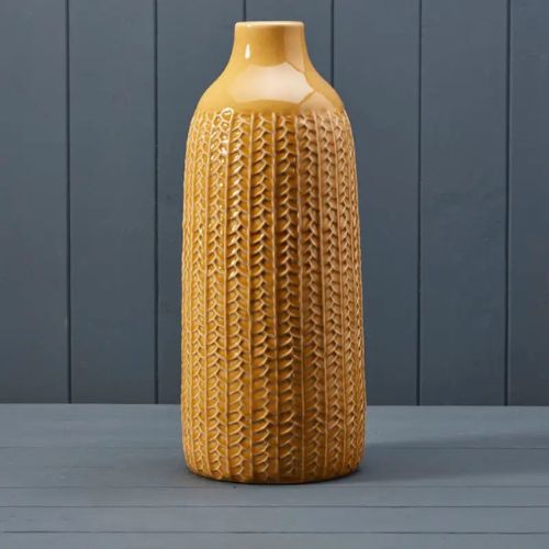 Tall Yellow Ceramic Vase