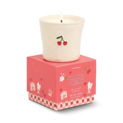 Cherry Embossed Ceramic Candle - Smoked Cherry