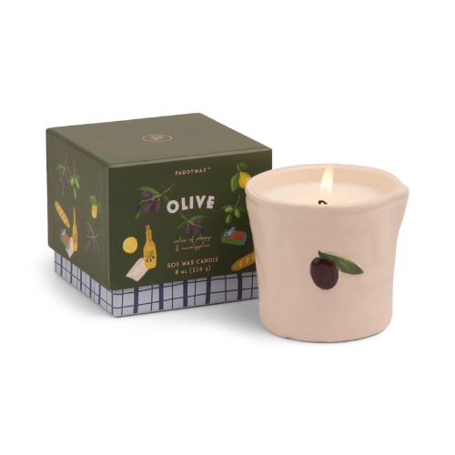 Olive Embossed Ceramic Candle - Fig Olive