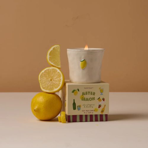 Lemon Embossed Ceramic Candle - Meyer Lemon