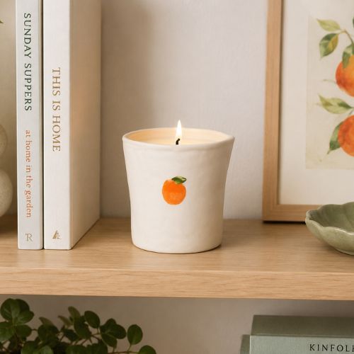 Orange Embossed Ceramic Candle - Citrus Spritz