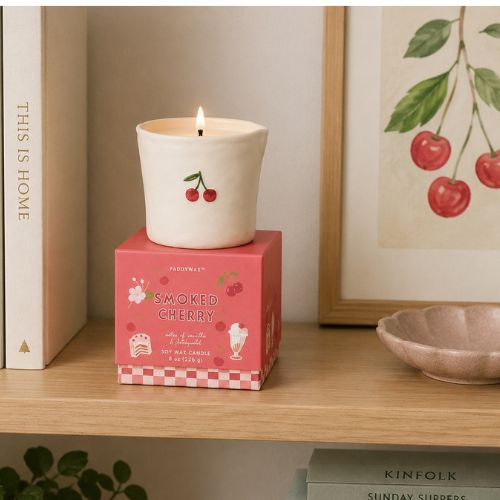 Cherry Embossed Ceramic Candle - Smoked Cherry