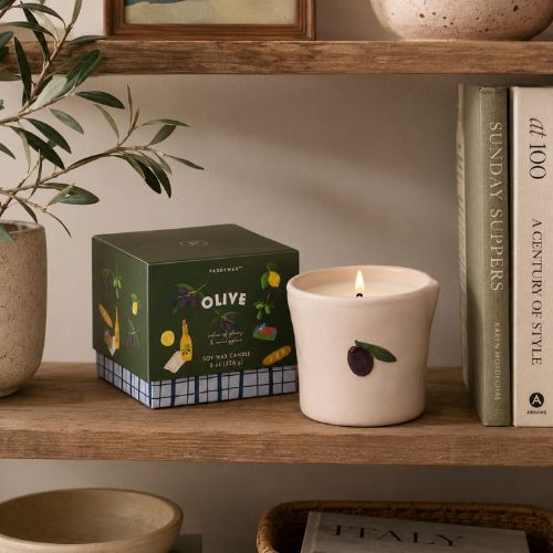 Olive Embossed Ceramic Candle - Fig Olive