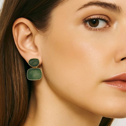 Handmade Aquamarine Dual Stone Stud Earring