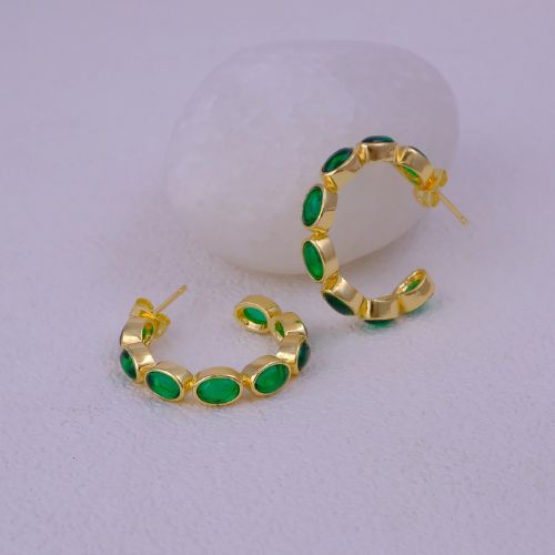 Handmade Emerald Quartz Earring Hoop Earrings