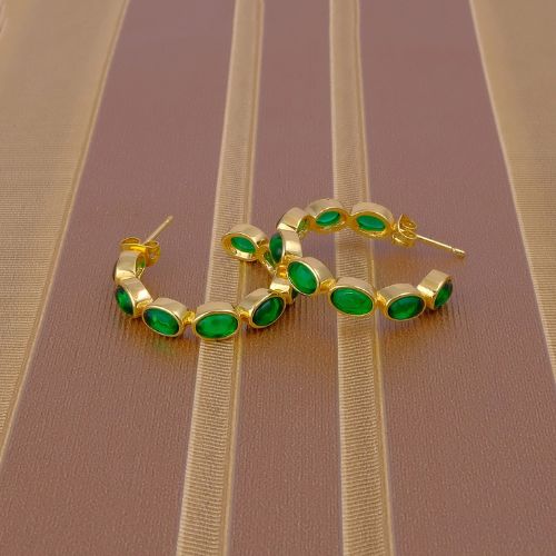Handmade Emerald Quartz Earring Hoop Earrings