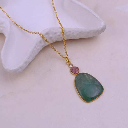 Labradorite & Moonstone Dual Gemstone Statement Necklace