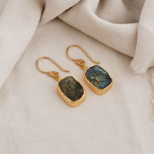 Labradorite Birthstone Earring Handmade Rough Hook Earring
