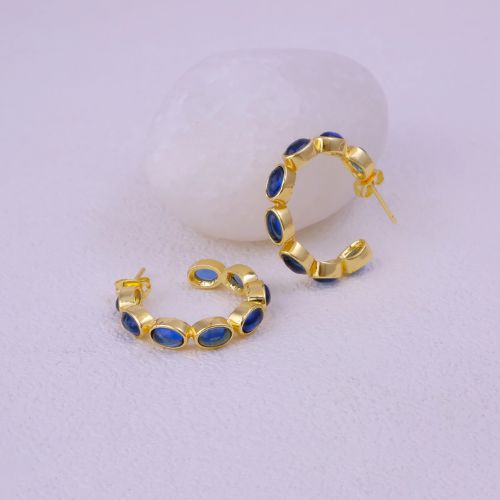 London Blue Topaz Earring Gemstone Oval Gold Plated Earring