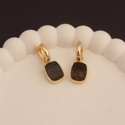 Natural Labradorite Huggies Earring Rough Dangle Earrings