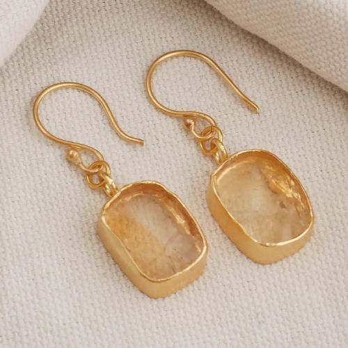 Raw Citrine Drop Earring Natural Gemstone Dangle Earrings