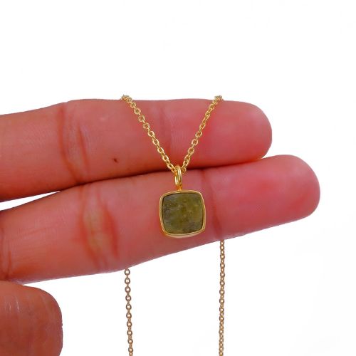 Raw Peridot Necklace Gold-Plated Pendant