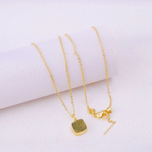 Raw Peridot Necklace Gold-Plated Pendant