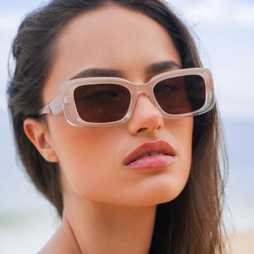 Vilnius Transparent Champagne Rectangle Women’s Sunglasses