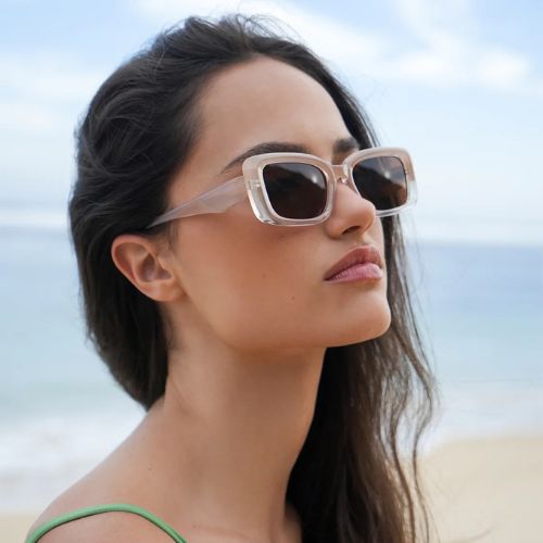 Vilnius Transparent Champagne Rectangle Women’s Sunglasses