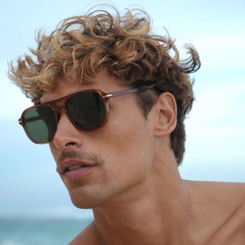 Hong Kong Amber Aviator Unisex Sunglasses