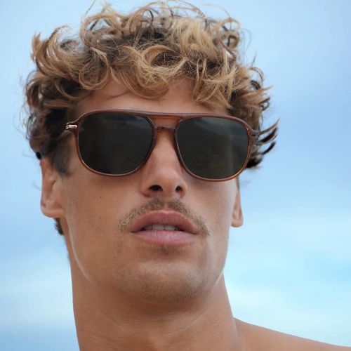 Hong Kong Amber Aviator Unisex Sunglasses