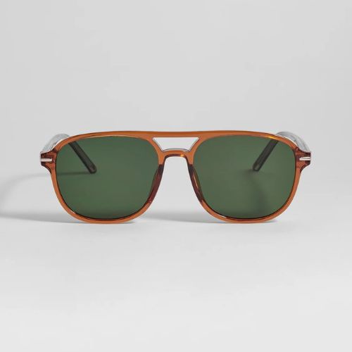 Hong Kong Amber Aviator Unisex Sunglasses