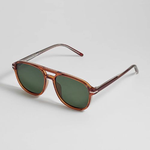 Hong Kong Amber Aviator Unisex Sunglasses